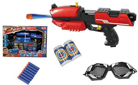 Nerf Pistol Leksakspistol med Mål Mjuk Dardi Skjutpistol med Skyddsglasögon och Leksakspistolmål för Barn Mjuk Bullet Blaster, Blandade färger