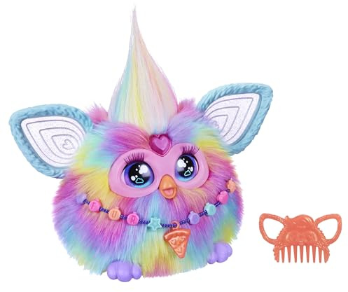 Furby Hasbro Tie Dye Peluche Elettronico per Bambini e Bambine dai 6 Anni in Su, Peluche con Suoni, Luci e 5 Modalità Vocali, Collezionabile, Multicolore