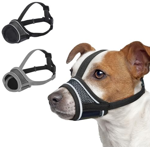 JSTHHTT 2 Stücke Maulkorb für Hunde, Verstellbare Schlaufe, Weicher Maulkorb Mittlere Hunde, Verhindert das Beißen, Kauen und Bellen, für Kleine