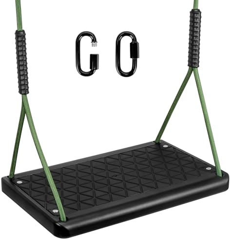 Heavy Duty Swing Seat, Non Slip Tree Swing Set with Adjustable Rope, Playground Swing Set Accessories for Kid Indoor Outdoor Backyard (Black)