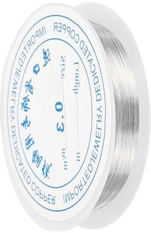 sourcing map 0.3mm/28 Gauge Copper Wire for Jewelry Making, 1 Roll Craft Tarnish Resistant Beading Wire for Jewelry Making Supplies(Silver)-15m