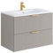 Vente-unique-Waschbeckenunterschrank hängend mit Einbauwaschbecken - Streifenoptik - Beige - 80 cm - ZEVARA