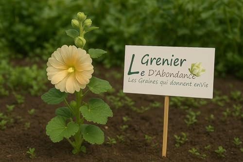 15 graines à semer - Le Grenier d'Abondance - Rose Trémière Majorette - Althaea Rosea Majorette