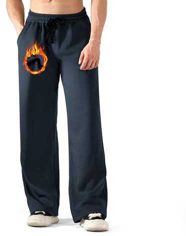 ineepor Pantaloni Tuta Uomo Invernali Baggy Felpati Pile Cotone Caldi Gamba Larga Dritti Pantalone Sportivi Running Larghi Casual Joggers con Tasche Laterali Coulisse e Elastico in Vita XS-5XL