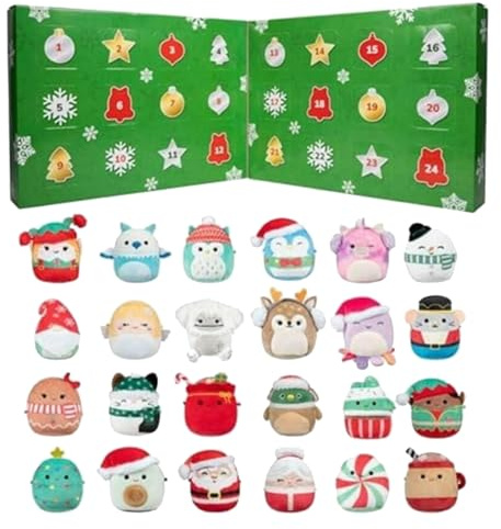Calendrier de l'Avent 2025 avec Adorables Peluches, Calendrier de l'Avent Surprise de 24 Jours Contenant 24 Peluches Kawaii à Collectionner, Mini Peluche Douce Cadeaux à Glisser dans les Chaussettes