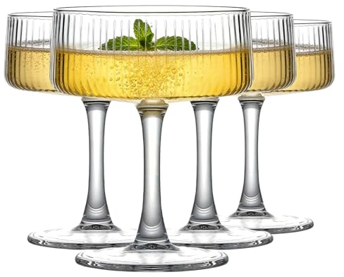 MYKAGS Juego de 6 vasos de Martini, 4 vasos de cristal cupé de 236 ml