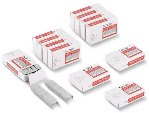 ALSISK 26/6 Standard Staples,1000 pcs Per Box,12 Boxes in Pack (12000pcs Total), Silver
