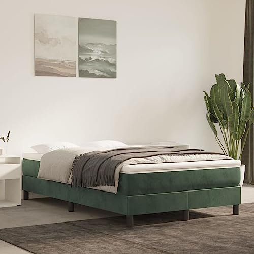 Cartvyn Resårmadrass med fjäderkärna medium mörkgrön 120 x 200 x 20 cm sammet, ergonomisk, andas, överdrag tvättbar, kallskum, minnesskum, hårdhetsgrad för enkelsäng och dubbelsäng