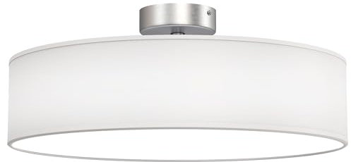 Briloner Leuchten Deckenleuchte, Stoffleuchte, Deckenlampe 2 x E27 max. 40 Watt, Stoffschirm Farbe: Weiß-Satin, Ø 38cm, Stoff, 38 x 38 x 16cm