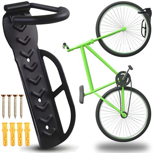 Retoo Soporte Bicicletas de pared universal para de acero con recubrimiento de polvo hasta 30 kg, color negro, para bicicletas y bicicletas eléctricas, gancho para la casa, garaje y sótano