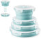 Virklyee 4PCS Runden Silikon zusammenklappbaren Container Faltbare Frischhalteboxen Brotdosen aus Silikon Faltbare Silikon Brotbox Faltbare Silikon Vorratsdosen-Sets leicht zu tragen (Rund Blau o2)