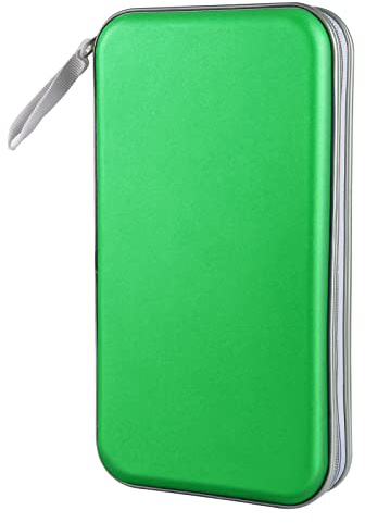 CD Case, Siveit DVD Case Holder 96 Capacity Hard Plastic CD DVD Disc Cases Storage Binder Wallet for Car Home Office Travel (Green)
