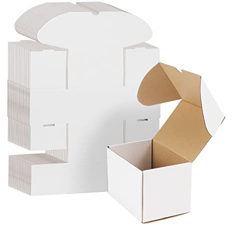 EYMPEU Boîte en Carton Blanche 15.3x10.2x10.2 cm, Lot de 20 Boites Carton d'Expédition