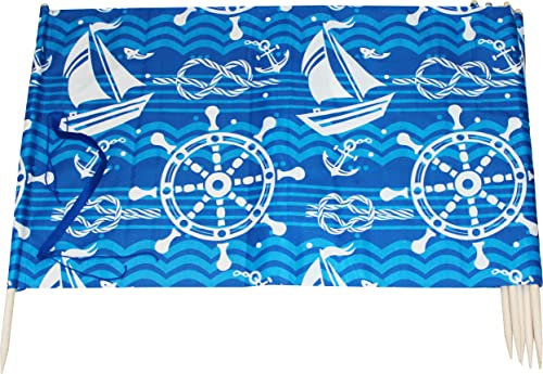 Windschutz Strand, Länge 8 Meter, blau mit Schulterriemen, mit Steuerbock