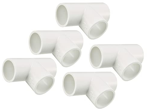 QUARKZMAN 20mm Slip T PVC Tuyau Raccords x 5 PCS Forme T 3 Voies Couplage Tuyau Connecteurs pour Bâtiment Irrigation Plomberie Installation, [Blanc]