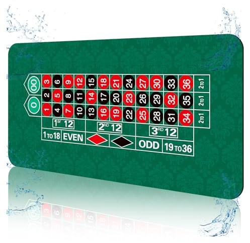FURUISEN 70 x 35 Inch Poker Mat for Table, Texas Hold'em Poker Table Top Mat with Carrying Bag, Waterproof Anti-Slip Rubber Blackjack Mat for Home Game Nights Up to 8 Players