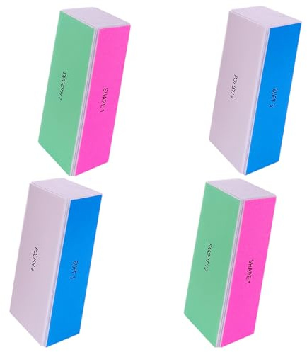 4 Way Nail Buffer Block (4 Pcs), Nail Shine Buffers Blocks Files for Natural and Acrylic Nails Smoother Buffing Block Polisher Fingernail File Buffer 120/240/600/3000 Grit for Buffing Shinning