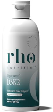 Rho Nutrition Liposomal D3K2 – Ultra High Absorption Liquid Vitamins D3 and K2 Supplement – Supports Immune System & Overall Health; Supports Strong Bones & Muscles, and a Healthy Heart