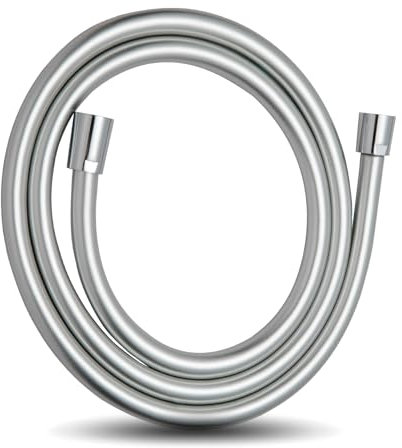 OFFO Brauseschlauch Duschschlauch 1,6m, Universal Duschrohr mit Duschschlauch Waschmaschine Hochdruck Brauseschlauch für Badarmaturen Ersatz,Silber