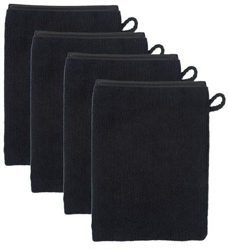 XIASHENG 4 Stück Waschlappen,Waschhandschuhe,Baumwolle,Seiftücher mit Aufhängeschlaufen,Saugfähige Waschlappen zum Abwischen und Reinigen,Waschhandschuh aus 100% Baumwolle-13 x 20 cm