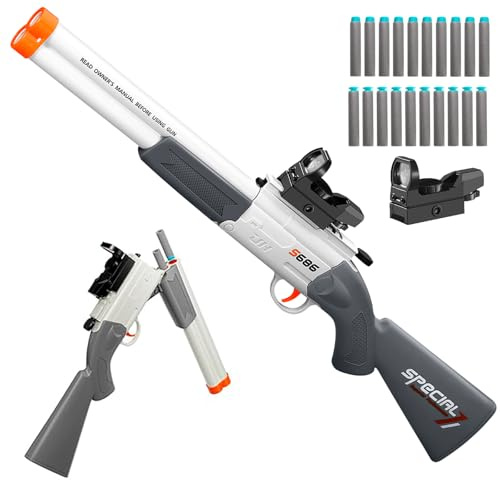 Shushuzz Toy Gun Double Barrel Shotgun Toy for Boys Age 8-12 - Realistic Foam Blaster with Scope & Soft Bullets, Outdoor Hunting Shooting Game Gift for Kids