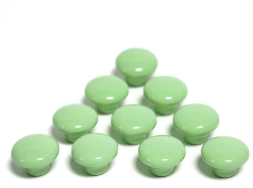 Auped Lot de 10 boutons de meuble en céramique (vert) – Design vintage pour chambre d'enfant, cuisine et commode – Avec matériel de montage (vert)
