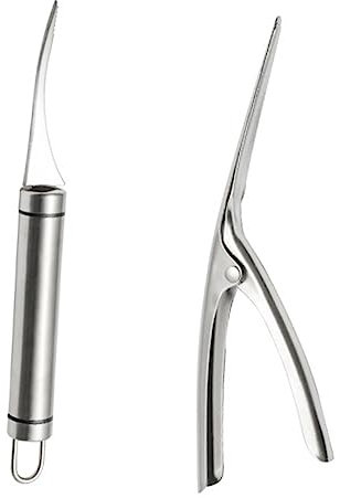 LABRIMP Sbucciatore per Gamberi in Acciaio e Legno Utensile per Gamberetti Ventre per Gamberetti da Compatto e Leggero