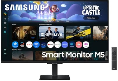 Samsung Smart Monitor M5 (S32FM502EU), Flat 32'', 1920 x 1080 (FHD), Smart Hub con AI, Office 365, Gaming Hub, Speaker integrati, Telecomando, WiFi, HDMI, USB