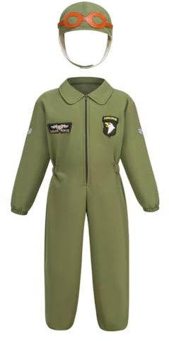 Lito Angels Costume da Pilota per Bambino, Verde, 6-7 Anni 122