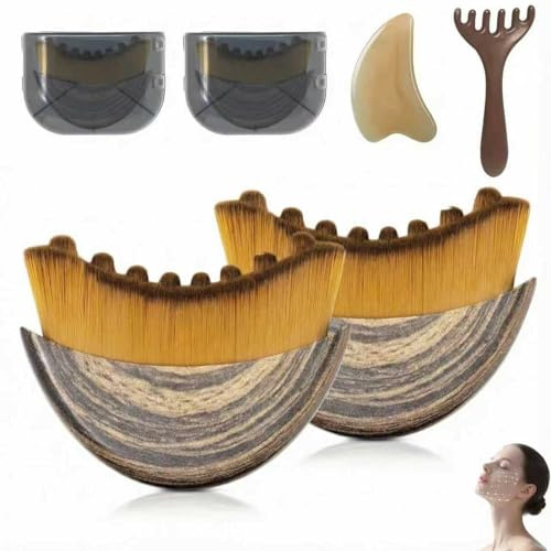 4 PCS Cepillo Facial de Contorno Linfático,Masaje Facial,Lymphatic Contour Face Brush,Cepillo de Contorno para Rostro,Lymphatic Drainage,Mentón y Mandíbula,Masaje Facial para Masaje y Tensado Facial.