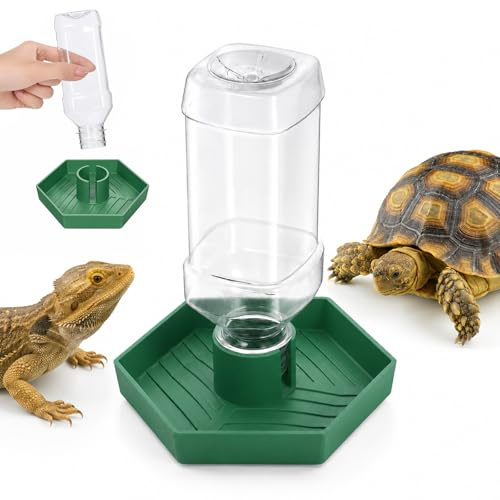 Reptile Water Dispenser, Reptile Water Feeder, Terrarium Tank Reptiles Food Feeders Bowl, Automatic Water-Dispenser, Bearded Dragon Water-Bowl, Small Water-Dish for Lizards Turtles Snake (12.5x10.8cm)