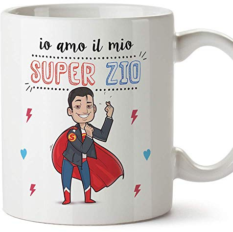 MUGFFINS Zio Tazza/Mug - Io Amo Il Mio Super Zio - Idea Regalo Originale di Compleanno - Tazza Miglior Zio in Ceramica. 350 ml