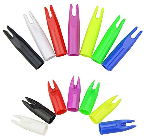 SHARROW 100pcs Pfeilnocke Pfeil Nocken Arrow Nocks Kunststoffnocke Passen 6mm 7mm Durchmesser Pfeilwelle Carbonpfeil End Zubehör (Schwarz, ID: 6mm)