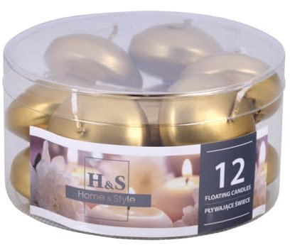 DONAU HOME Set Schwimmkerzen/Gold / 12 Stück / 2,8 x Ø 4,8 cm / 4 Stunden Brenndauer/Schwimmkerze Wachs Sans parfum/Schwimmende Warme Teelichter Kerzen/für Abendessen, Hochzeit, Pool