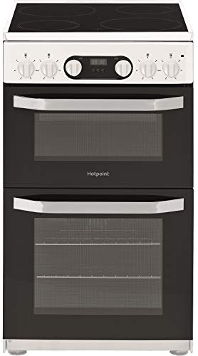 Hotpoint HD5V93CCW Cuisinière électrique double four avec plaque de cuisson en céramique Blanc 50 cm