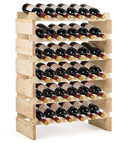 COSTWAY Cantinetta Portabottiglie Vino in Legno di Pino, Portabottiglie per Vino con 6 Ripiani, per 36 Bottiglie, per Cucina, Bar e Cantina (36 Bottiglie)