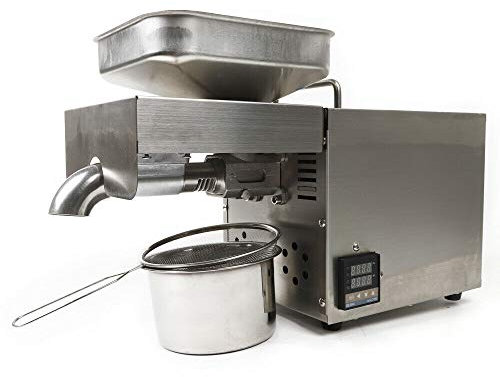 Automatische Ölpresse, Ölpressen Maschine 1500W Samen Ölpresser Kalt Heißölpresse Intelligente Digitale Temperaturregelung Edelstahl 5 kg/h 45% für Erdnuss Soja Sesam Rap