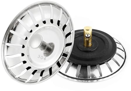2 pack kök rostfritt stål diskho sil, Diskbänksplugg Filter, rostfritt stål diskbänkssil, Kök handfat sil pluggar, Avloppssil för diskbänk, för vattenflöde, matrester, Avloppstillbehör(diameter 80 mm)