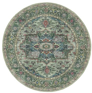 RugVista Georgia Oriental Teppich - Grün Teppich Ø 120 Orientteppich, Rund