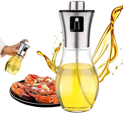 ChioSun Vaporisateur d'huile, 200 ml, distributeur de vinaigre, vaporisateur de vinaigrette, barbecue, bouteille en verre, pour la cuisine, la salade, le pain, la pâtisserie, le barbecue (routinité)