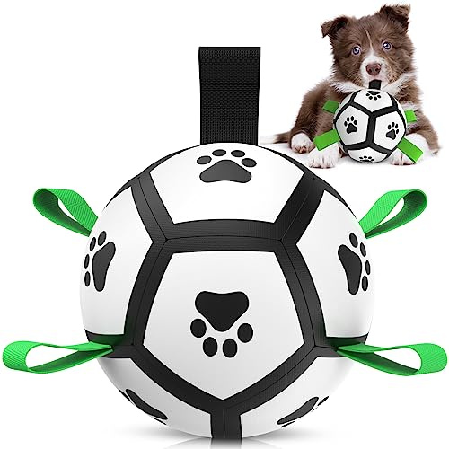 HETOO Hundboll med handtag, interaktiv hundleksak, 13 cm | Interaktiv hundboll för turing, hållbar hög hopp, flytande boll för hundar, födelsedagspresenter, inomhus, utomhus