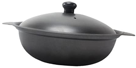 VINTORKY 1pezzi Pentola in Ghisa Con Coperchio Casseruola Per Brasato Di Pollo e Riso Pentola in Ferro Con Rapida Conduzione Del Calore e Conservazione Del Calore Per Stufati e Zuppe