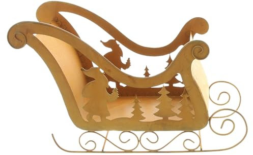 FRANK FLECHTWAREN Metalldeko Schlitten, Echtrostfinish Maße: 25 x 10 x 17 cm, vielseitige Dekoration, auch als kleine Geschenkverpackung ideal