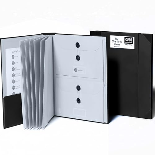 The Folio® Important Document Organizer by Savor | Binder with Guided Labels, Acid-Free File Folder Organizer with 10 Pockets, Document Holder for Home Records, Legal and Medical Papers (Black)