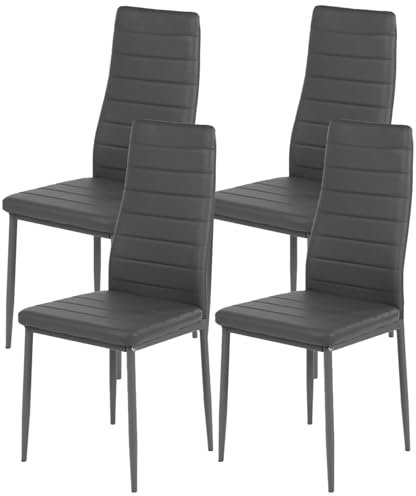 ZZINOKE Esszimmerstühle 4er Set, Kunstleder, SGS-geprüft, Hohe Rückenlehne, Wasserdicht, Küchenstuhl, Esszimmer Stühle oder Esstisch Stuhl, Grau