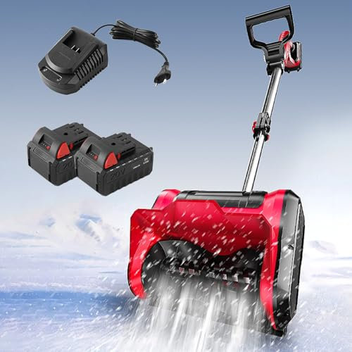Naturalpowev Pala da Neve elettrica, Pala da Neve Leggera e Staccabile per vialetto, Distanza di Lancio 26 Piedi, Pala spazzaneve per vialetto, Batteria da 4,0 Ah + caricabatteria