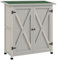 Outsunny Gartenschrank, Geräteschuppen aus Holz, Wetterfest Geräteschrank mit 2 Türen, Werkzeughaus mit Asphaltdach, Werkzeugschrank für Garten, Terrasse, 110 x 55 x 117 cm, Hellgrau