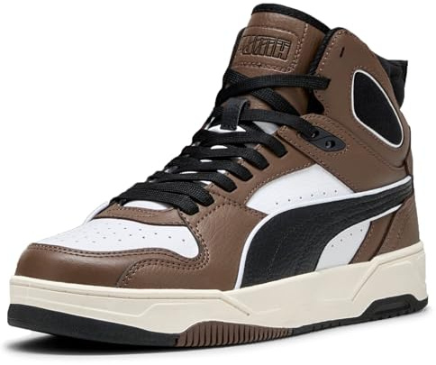 Puma Men's RBD Break Mid Shoes, White-Black-Flat Bronze AH25, 10.5