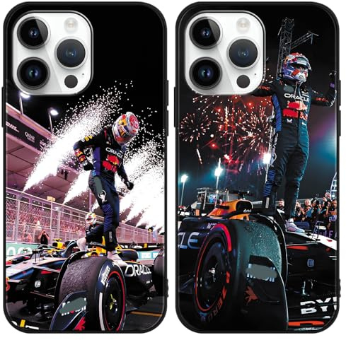 TBNMBGY 2 Stück Schutzhülle für iPhone 15 PRO MAX Hülle 6.7, Formula 1 Rennfahrer Cool Muster Design Ästhetik, Silikon TPU Weich Schutzhülle Bumper Case für F1 Formel 1 Rennen Fans,Feuerwerk