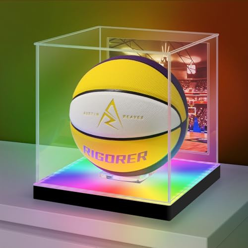 Vitrina acrílica / Caja de exhibición / Estuche de exhibición para coches a escala, figuras, baloncesto | con iluminación LED, automontaje (27x27x27 cm)